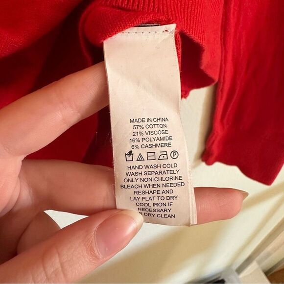 Kate Spade Red Floral Rosette Applique Sweater S Cashmere Blend Coquette Holiday - Picture 6 of 12